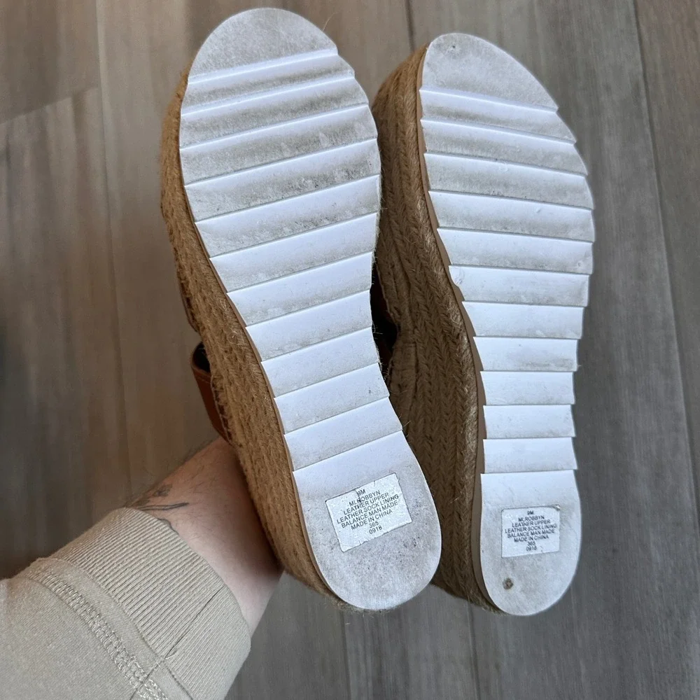 Marc Fisher LTD Robbyn Espadrille Wedge Sandal Womens 9‎ Beach Leather Platform